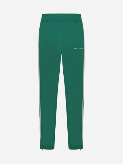 Palm Angels Track Jersey Trousers In Green,off White