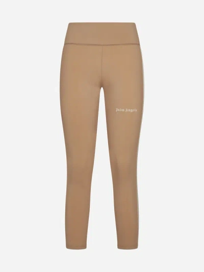 Palm Angels Training Track Jersey Leggings In Nude,off White