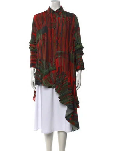 Pre-owned Palmer Harding Printed Long Sleeve Blouse In Orange