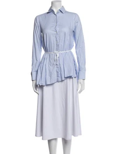 Pre-owned Palmer Harding Striped Long Sleeve Button-up Top In Blue