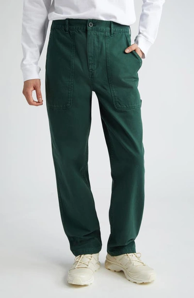 Palmes Broom Organic Cotton Twill Trousers In Bottle Green