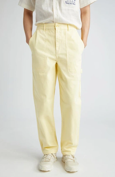 Palmes Broom Organic Cotton Twill Trousers In Sunfaded Yellow