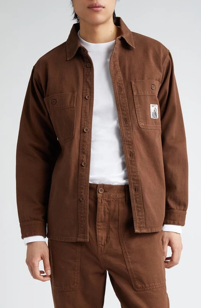 Palmes Roland Cotton Twill Overshirt In Brown