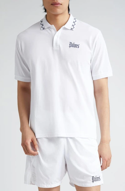 Palmes Spencer Embroidered Cotton Piqué Polo In White