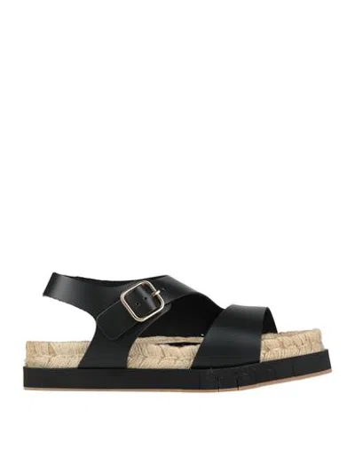 Paloma Barceló Palomitas By  Woman Espadrilles Black Size 8 Leather