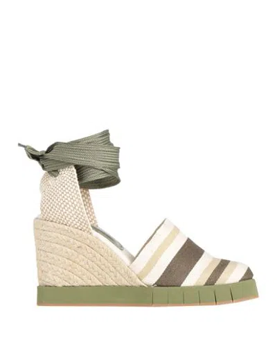 Paloma Barceló Palomitas By  Woman Espadrilles Military Green Size 7 Textile Fibers