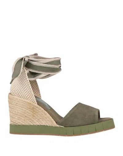 Paloma Barceló Palomitas By  Woman Espadrilles Military Green Size 8 Leather In Multi
