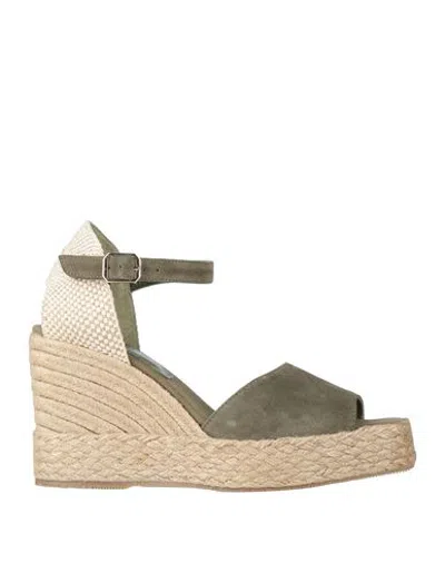 Paloma Barceló Palomitas By  Woman Espadrilles Military Green Size 8 Leather, Textile Fibers