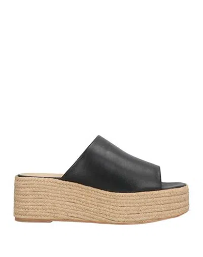 Paloma Barceló Woman Espadrilles Black Size 7 Leather In Animal Print