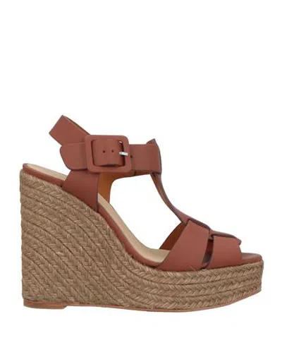 Paloma Barceló Woman Espadrilles Tan Size 8 Cowhide In Multi