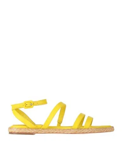 Paloma Barceló Woman Espadrilles Yellow Size 7 Leather In White