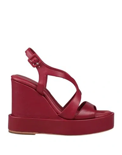 Paloma Barceló Woman Sandals Brick Red Size 9 Soft Leather In Red