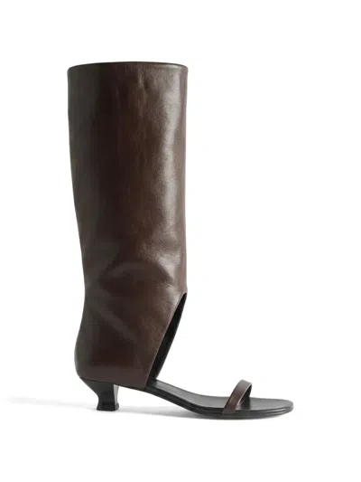 Paloma Wool Manuela Open-toe Knee-high Sandals In Black