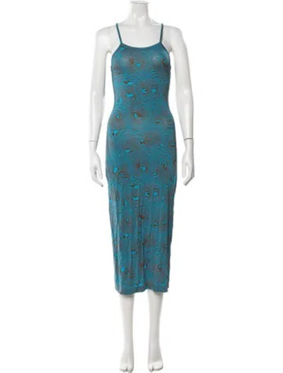 Pre-owned Paloma Wool Printed Midi Length Dress In Blue