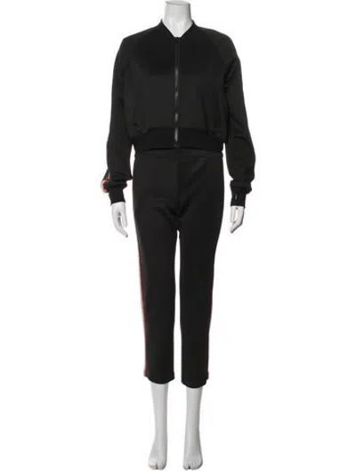 Pre-owned Pam & Gela Crystal Embellishments Pant Set In Black/blue