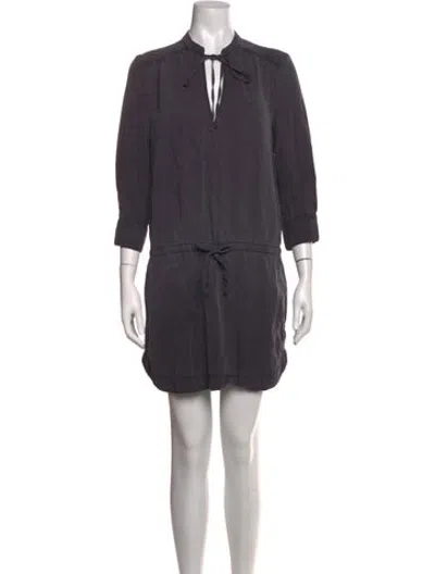 Pre-owned Pam & Gela Tie Neck Mini Dress In Blue