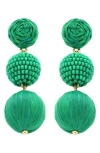 Panacea Bead Linear Drop Earrings In Green