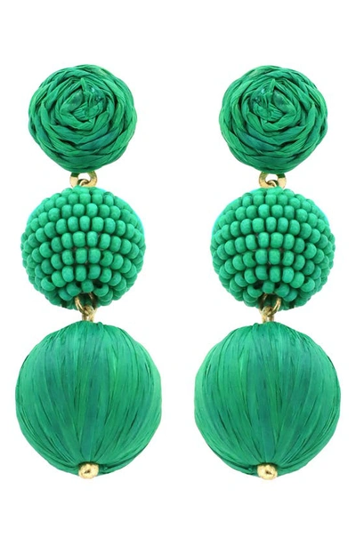 Panacea Bead Linear Drop Earrings In Green
