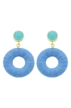 Panacea Raffia Open Circle Drop Earrings In Blue