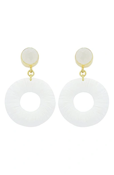 Panacea Raffia Open Circle Drop Earrings In White