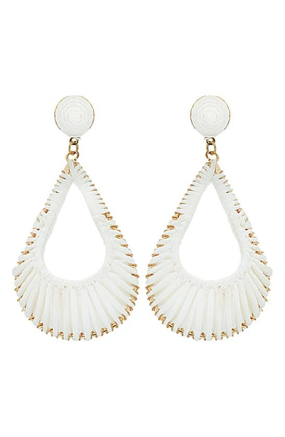 Panacea Raffia Teardrop Earrings In White