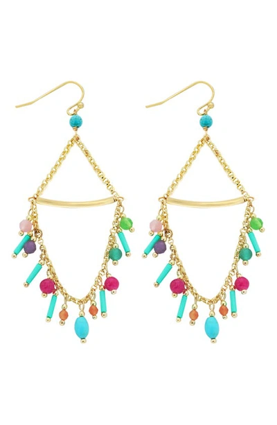 Panacea Semiprecious Stone Chain Drop Earrings In Aqua Multi
