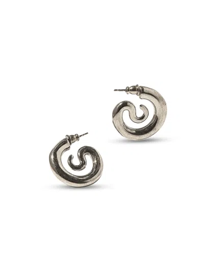 Panconesi Spiral Design Rhodium Finish Earrings In Silver