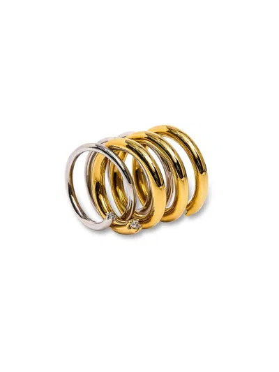 Panconesi Spiral Gold Silver Zircon Ring