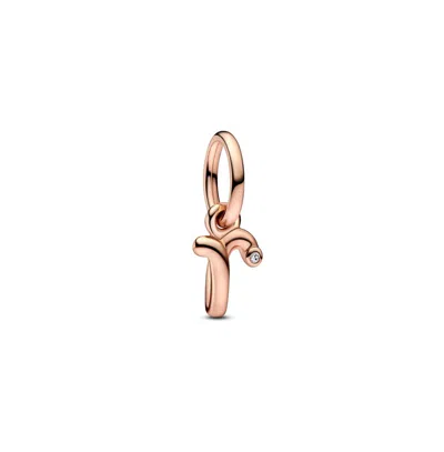 Pandora 14k Rose Gold-plated Script Alphabet Dangle Charm In Rose Gold - K