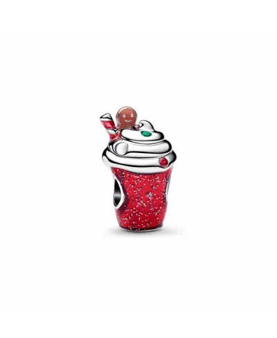 Pandora Red Cubic Zirconia, Green Crystal & Red Enamel Gingerbread Drink Charms In Platinum Plated