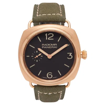 Pre-owned Panerai Pam 00336 18k Rose Gold Radiomir Oro Rosa 42mm Manual Watch In Red
