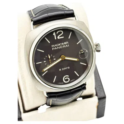 Pre-owned Panerai Radiomir 8 Days Pam00346 Pam 346 Titanium Black Leather Strap 45mm
