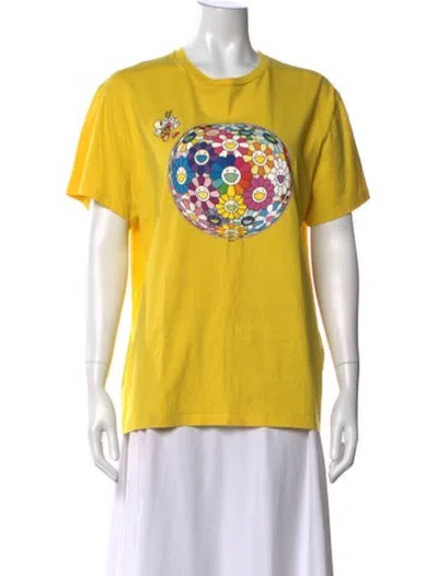 Pre-owned Pangaia Graphic Print Crew Neck T-shirt In Yellow