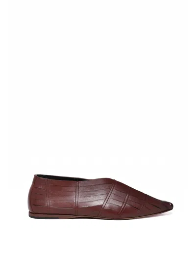 Pantanetti Brown Pointed-toe Textured Leather Loafers In Multi
