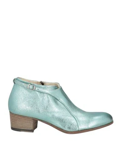 Pantanetti Woman Ankle Boots Turquoise Size 7 Leather In Blue