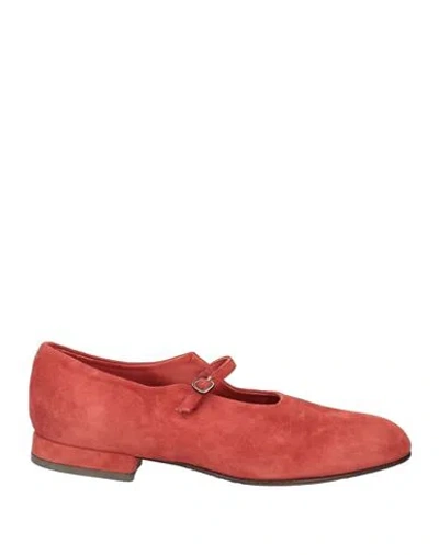 Pantanetti Woman Ballet Flats Brick Red Size 7 Leather