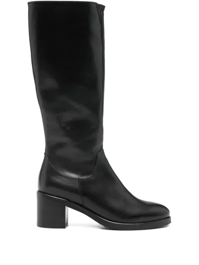 Paola Parisi 60 Mm Leather Knee-high Boots In Black
