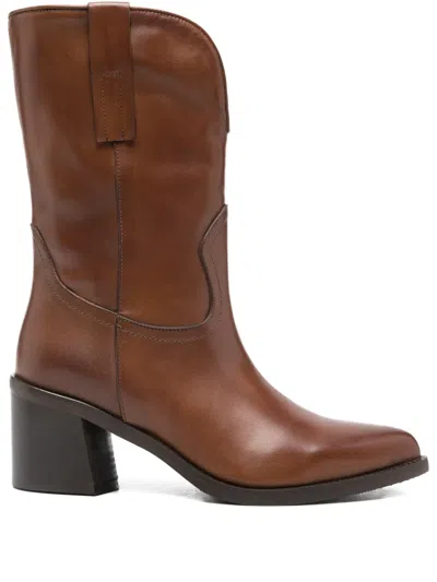 Paola Parisi 65mm Block-heel Boots In Brown
