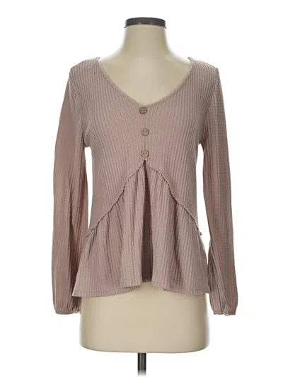 Pre-owned Paper Crane Long Sleeve Blouse In Tan
