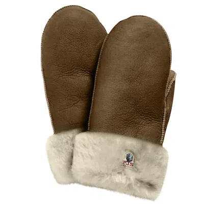 Parajumpers Unisex Shearling Mittens In Camel In Brown