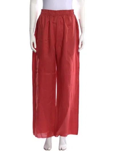 Pre-owned Parentezi Linen Wide Leg Pants In Red