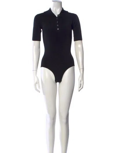 Pre-owned Parentezi Short Sleeve Bodysuit In Black