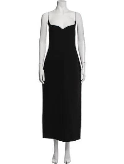 Pre-owned Paris Georgia Plunge Neckline Long Dress In Black