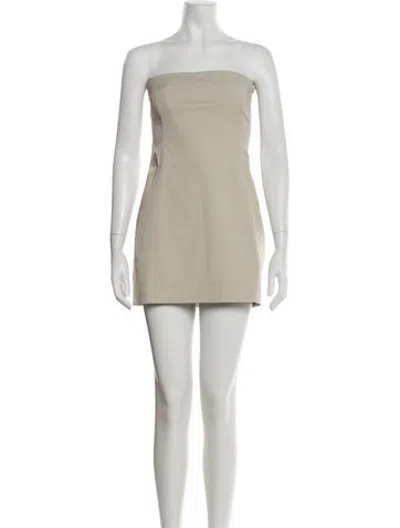 Pre-owned Paris Georgia V-neck Knee-length Dress W/ Tags In Neutrals