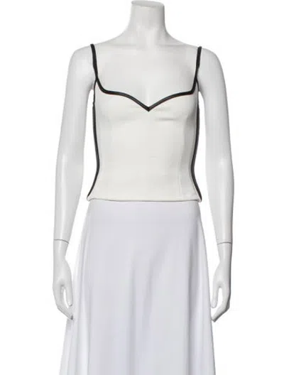 Pre-owned Paris Georgia V-neck Sleeveless Crop Top In Green