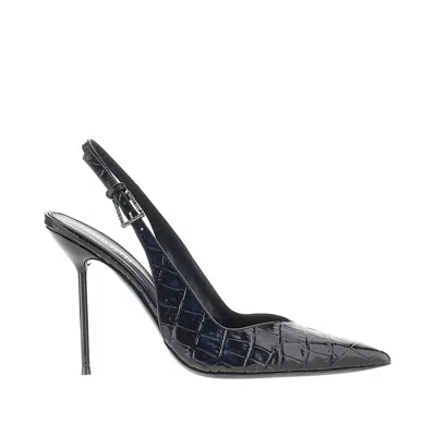 Paris Texas Croco-embossed Leather Lidia Slingback Pump In Black