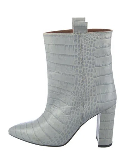 Pre-owned Paris Texas Embossed Leather Animal Print Boots In Blue