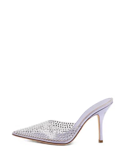Pre-owned Paris Texas Hollywood Crystal-embellished Mules In Purple