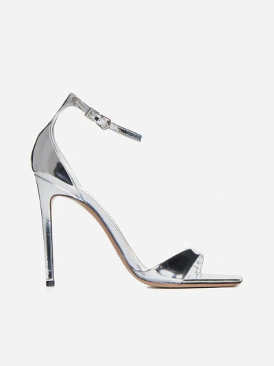 Paris Texas Laminated Leather Sandals In Silver
