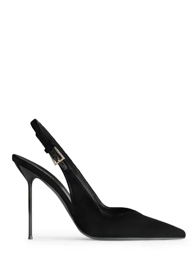 Paris Texas Pointed-toe Slingback Stiletto Heels Sandals In Black